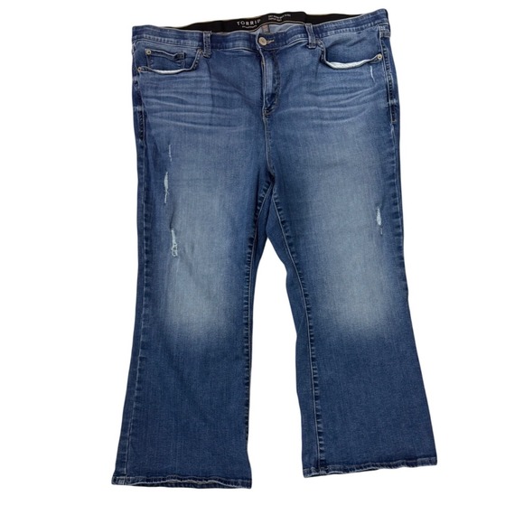 torrid Denim - Torrid Sky High Kick Boot Super Soft Denim Jeans Size 22 Short Blue Distressed